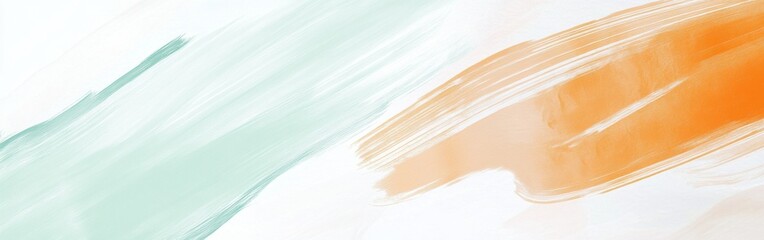 Poster - Bold pencil on soft white background with artistic brush strokes in green and orange creating a dynamic visual