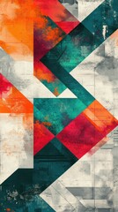 Aufkleber - Vivid geometric abstract patterns featuring bold colors and intricate designs in a contemporary art style