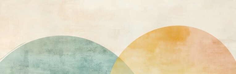 Poster - Soft pencil strokes create harmonious pastel half-circles on a textured surface in a calming arrangement