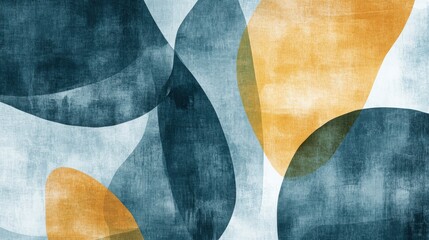 Aufkleber - Soft pencil strokes create abstract composition of blue, green, and yellow shapes in a serene design suitable for modern decor