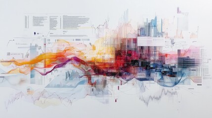 Poster - Detailed financial charts and documents illustrating market trends and analysis in a contemporary style