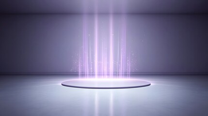 Leinwandbilder - Dreamy abstract background with soft purple gradient and gentle light rays creating a serene and enchanting atmosphere  Minimalist studio scene with glowing shimmering effects and a clean
