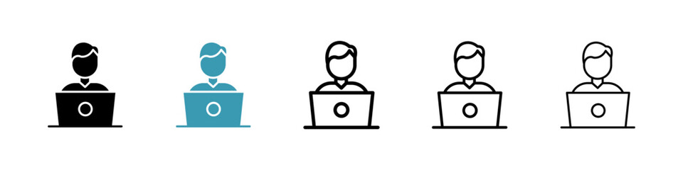 Programmer icons collection in black and blue colors