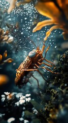 Wall Mural - Underwater Insect Macro Photography: A Close-Up View of Aquatic Life