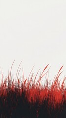 Poster - Fiery red grass transitions into dark tones amidst a neutral background during twilight hours