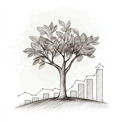 Poster - Financial growth tree showcases ascending graphs representing prosperity and development in a creative illustration