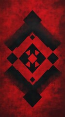 Aufkleber - Bold geometric design in striking red and black tones with intricate patterns and dynamic shapes showcased in abstract form