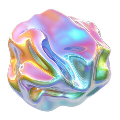 Poster - A digitally rendered image of an abstract, iridescent, fluid form with flowing pastel colors and glossy texture.