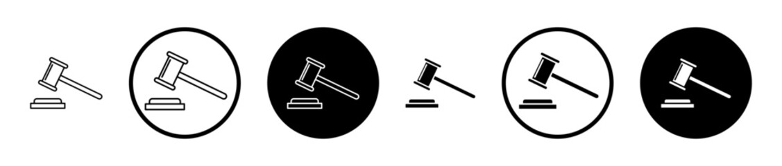 Auction icons set in black filled and stroke line style