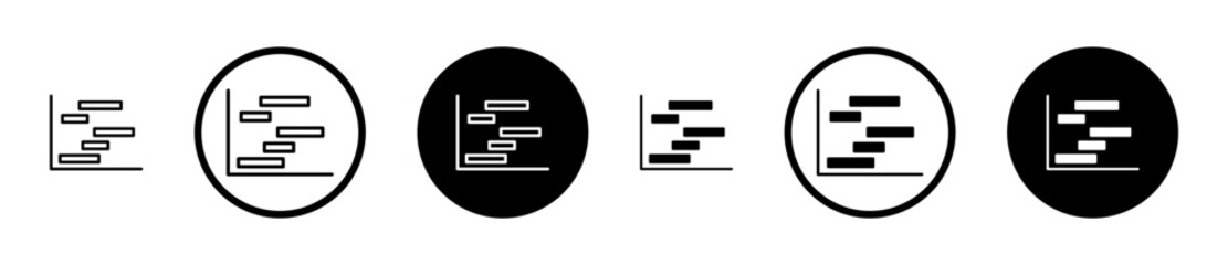 Chart gantt icon set in black filled and stroke line style.