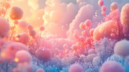 Wall Mural - a beautifully crafted digital featuring gentle pastel gradients soft and wispy textures light fluffy