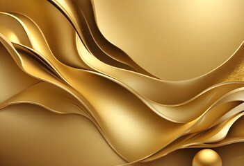 Abstract flowing, wavy lines of gold