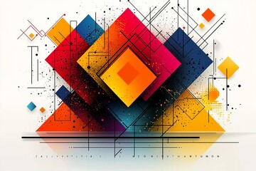 Wall Mural - geometric abstract shapes and lines vector illustration in different colors artwork pattern , isolat
