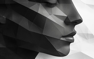 Wall Mural - geometric shapes of black paper, composition abstract , isolated on white background, , copy space f