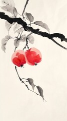 Sticker - Ink painting minimal of fruit blossom plant petal