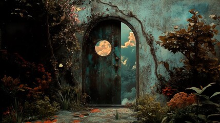 Poster - Enchanted Garden Door: A Portal to Another World