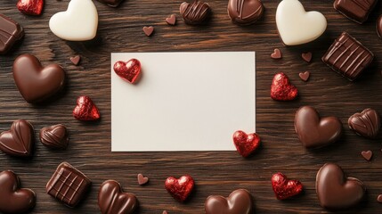 Wall Mural - Romantic chocolate arrangement with blank card for messages