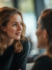 Canvas Print - Business Professional Woman Sharing Information with Colleague