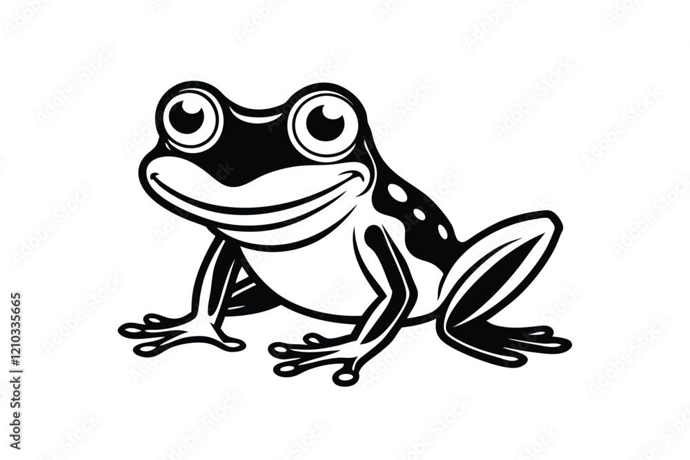 Cute frog cartoon character outline coloring page art vector ...