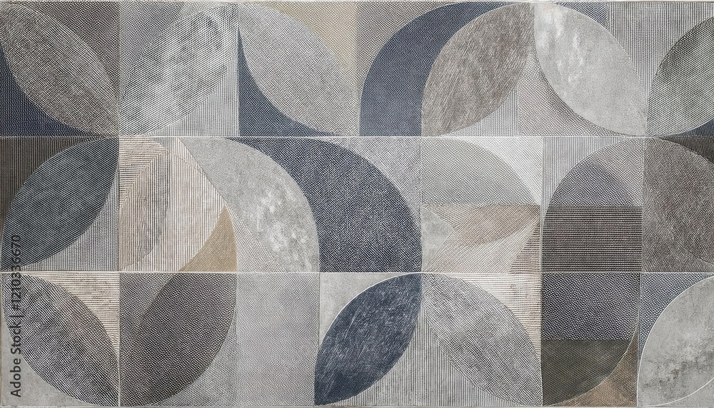 abstract geometric pattern of overlapping arcs in earthy tones with ...