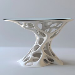 Poster - Organic Glass Top Table: Modern Interior Design