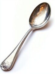 Silver spoon, isolated on white background, utensil, kitchenware, tableware