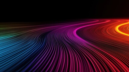 Fototapete - A vibrant, flowing pattern of colorful lines on a dark background, evoking a sense of movement and energy.