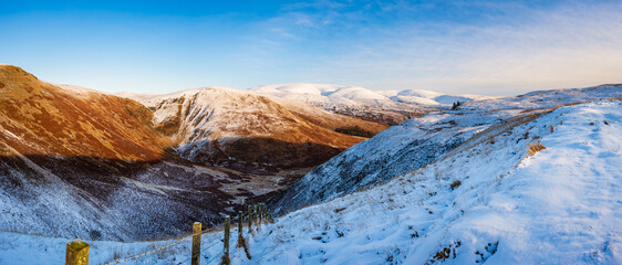 Wall Mural - panorama of devil's beef tub from annandale way. the name derived from the border reivers who used i