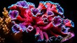 © Vlad - Sharpened Macro Shot of Montipora SPS Coral Fragment in a Colorful Aquarium Reef Scene
