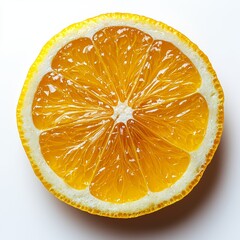 Wall Mural - lemon slice on white background top view professional photo 