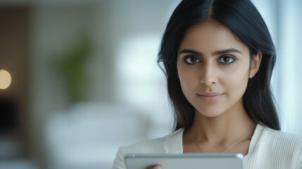 Wall Mural - Businesswoman Focused on Tablet