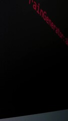 Wall Mural - closeup macro shot movement of coding script moving across led screen with real-time ai-generated ty