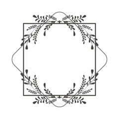 Poster - geometric floral frame leaves