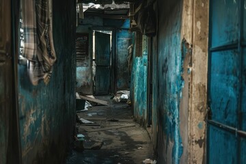 Canvas Print - Place in an atmosphere of poverty alleyway indoors street