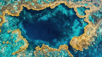 Wall Mural - a blue hole in the middle of a reef