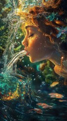 Wall Mural - Water Nymph: A Digital Fantasy Painting