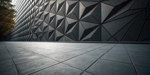 Wall Mural - dark abstract background polygon made of sharp geometric shapes, darkroom, shape, void, dark