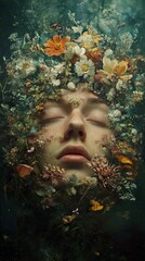 Canvas Print - Surreal Floral Face: A Dreamlike Botanical Portrait