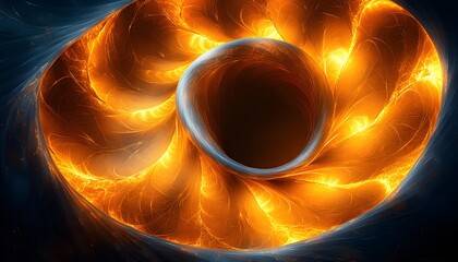 Poster - Captivating Abstract Digital Art of a Swirling Orange and Blue Pattern Representing Energy Flow and Vibrancy in a Cosmic Setting