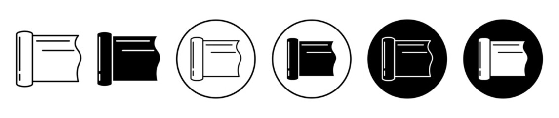 Aluminum foil icons set in black filled and stroke line style