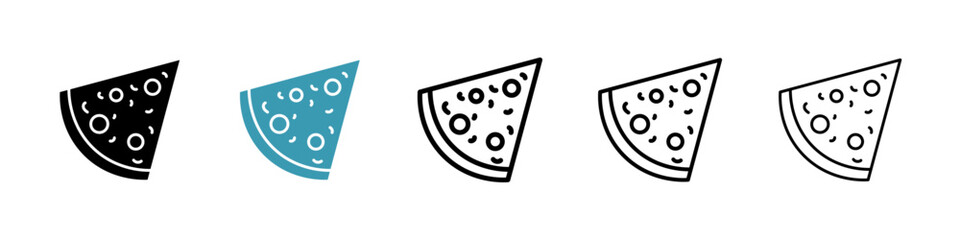 Wall Mural - Pizza icons vector pack in black and blue colors