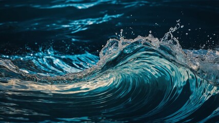 Wall Mural - waves crashing against each other in a serene ocean environment during twilight hours