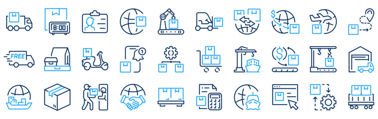 delivery line web icons. value chain, logistic, manufacturing, commerce. outline icon collection. ve