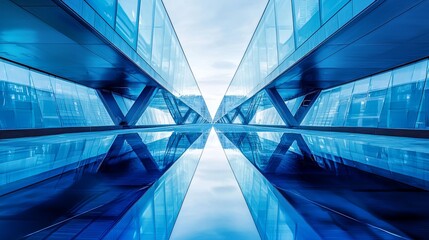 Wall Mural - Reflecting technology, digitalization, futuristic image Simple, clean, jewel blue, technological lines city 