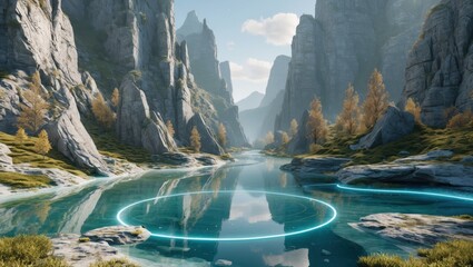 Wall Mural - a picture of nature and a futuristic world