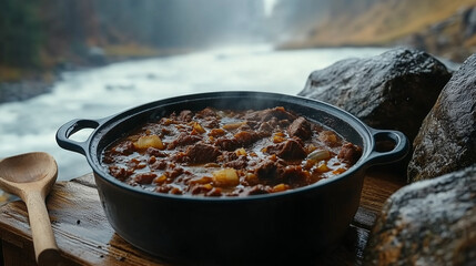 Wall Mural - there is a mouthwatering German food called Ungarisches Rindergulasch (German-style Hungarian Beef Goulash)