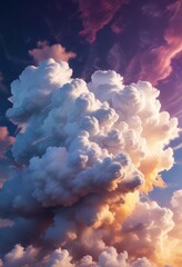 Wall Mural - A vibrant colorful cloud with wispy white tendrils, colorful, fluffy