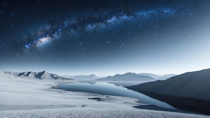 Wall Mural - Wallpaper, beautiful lake between mountains and milky way