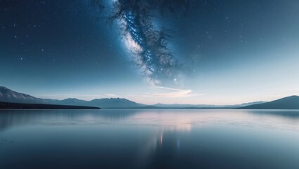 Wall Mural - Wallpaper, beautiful lake between mountains and milky way