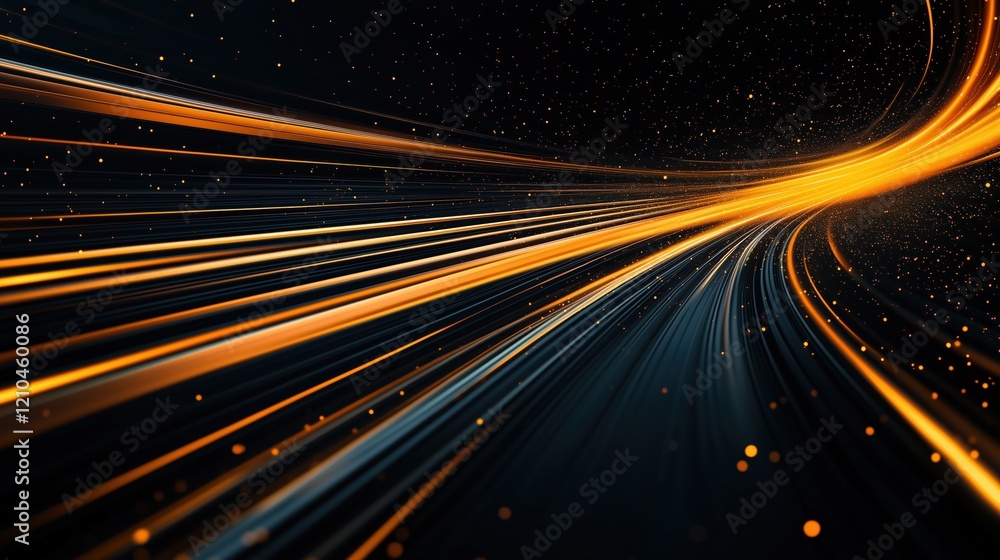Dynamic Abstract Art with Glowing Orange and Black Streaks Representing ...